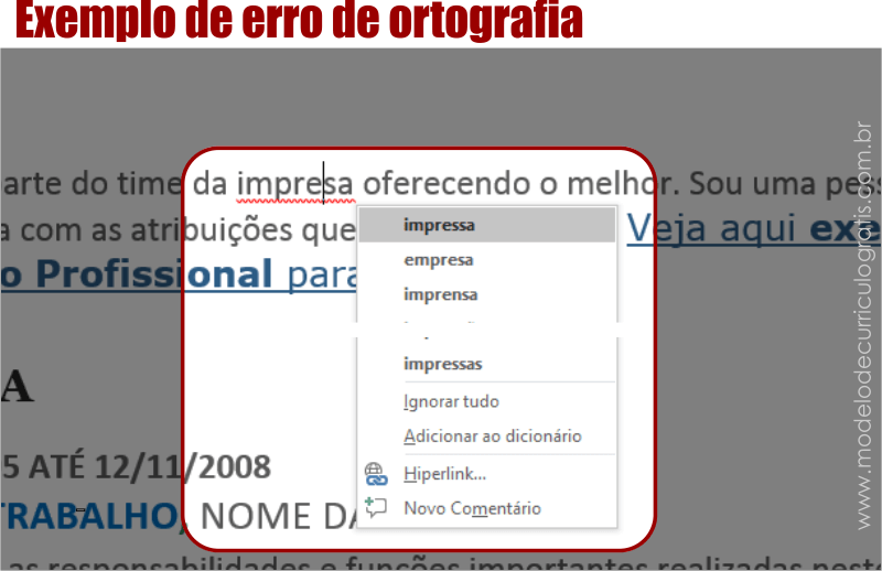 Corrigindo erro ortográfico no Word