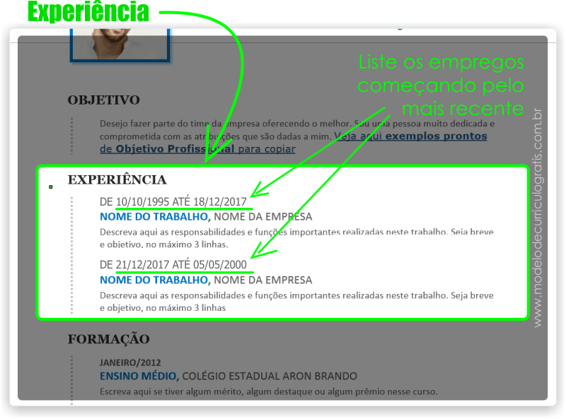 Como Fazer um Currículo - Experiência Profissional