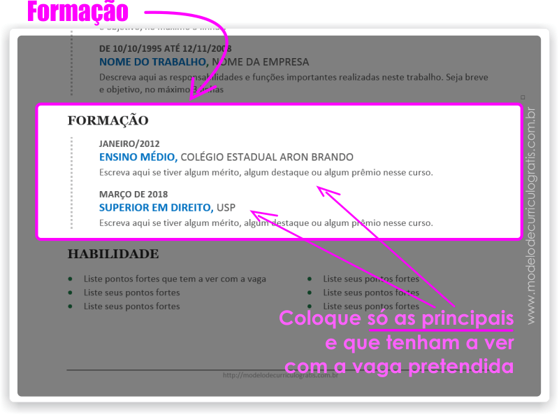 Como Fazer um Currículo - Formação Acadêmica