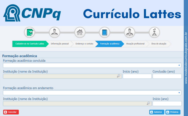 curriculo lattes formação acadêmica