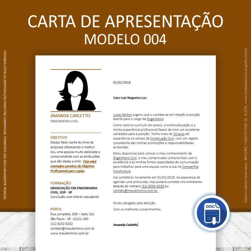 Modelos de cartas de apresentacao 1 Carta de apresentao