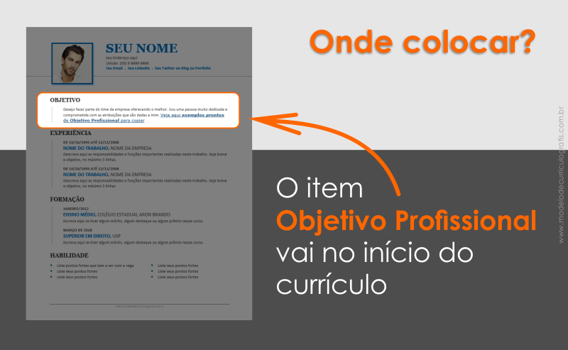 objetivo profissional no curriculo posicao 1